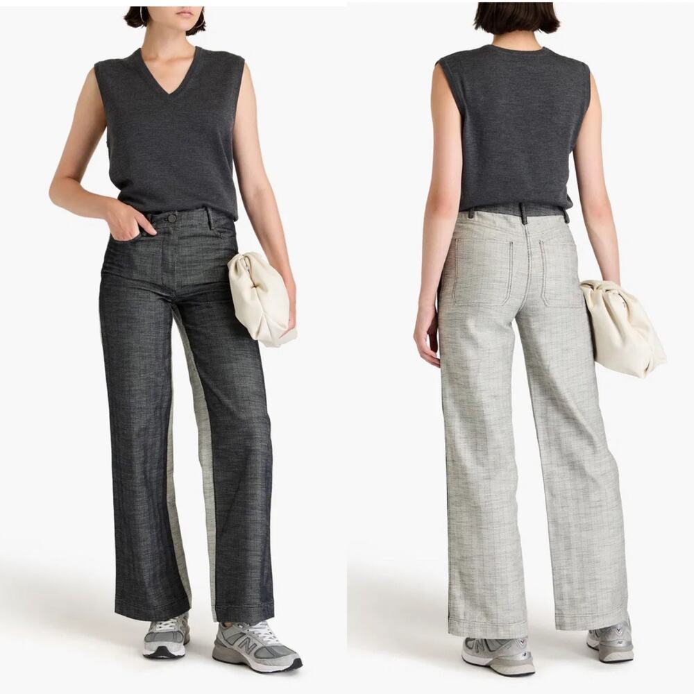 Remain Pants Womens 8 Two Tone Herringbone Straight Leg Texture Contemporary